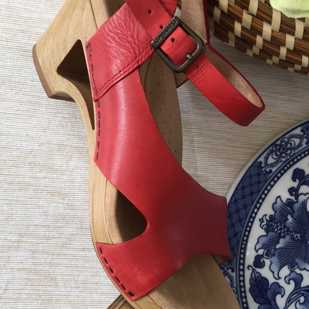 Dansko Red Leather Tasha Sandals - Picture 7 of 9